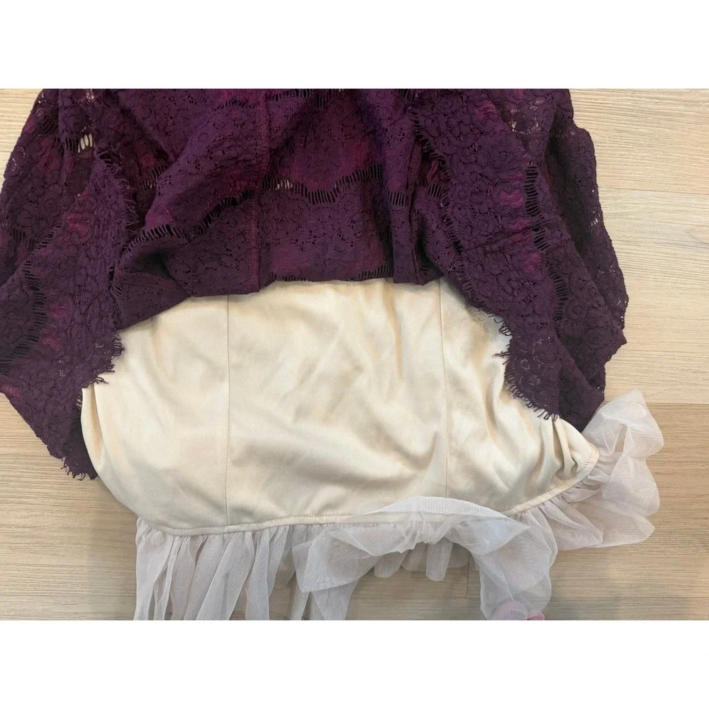 Francesca's Burgundy Lace‎ Overlay Halter Dress Junior Medium Mini Party Dress